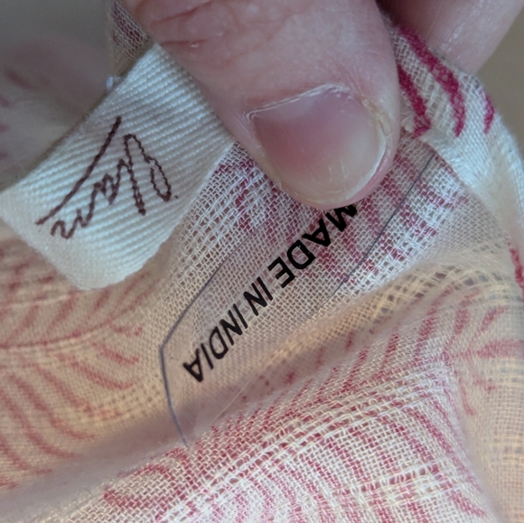 Elan Wrap Maxi Cover-Up Tunic Caftan White Pink Tropical Leaf Print Elastic, XS - Picture 6 of 9